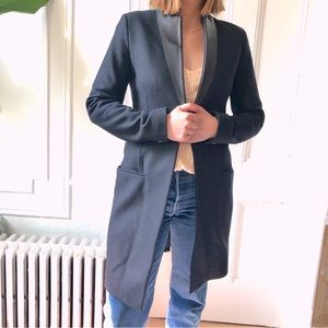 All Saints - Wool Dress Coat with Leather Lapel Collar - US 4/UK 8